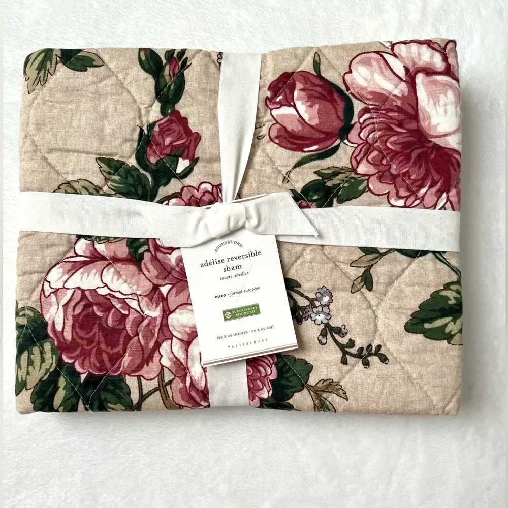 Pottery Barn Adelise Euro Pillow Sham Reversible Pillowcase New With Tag
